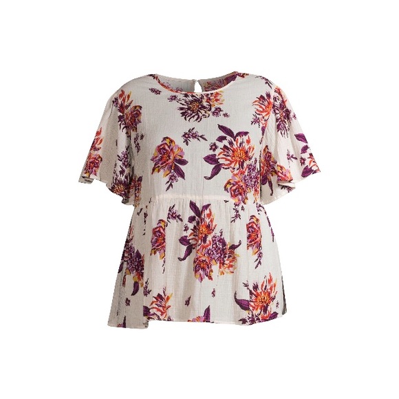 Terra & Sky Women's Plus Floral Print Babydoll Top - Picture 2 of 4